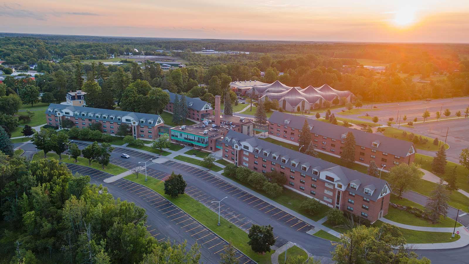 Aerial image of the quad dorms